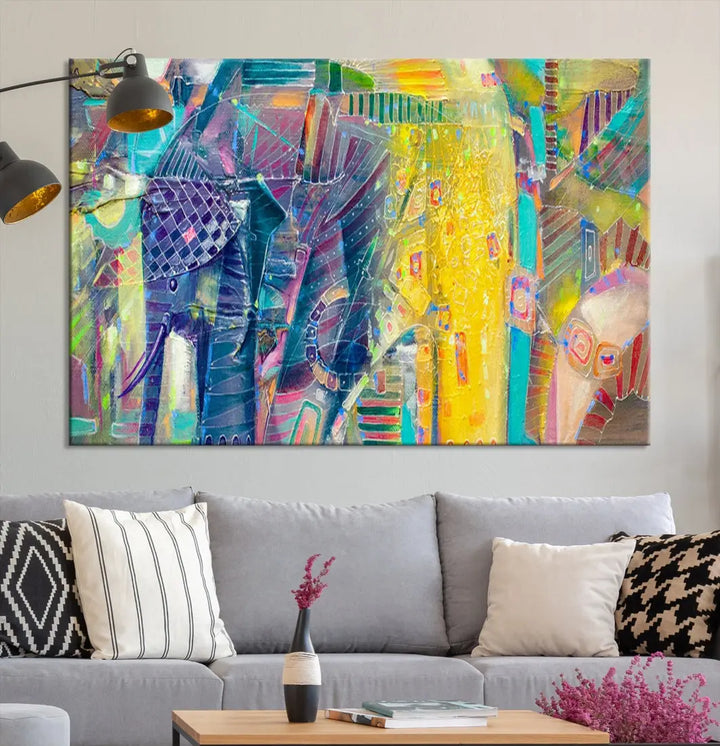 Abstract Indian Elephant Wall Art Canvas Print Zen Home Spiritual Artwork