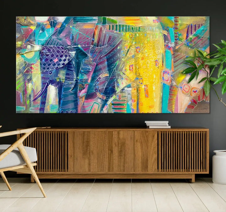 Abstract Indian Elephant Wall Art Canvas Print Zen Home Spiritual Artwork