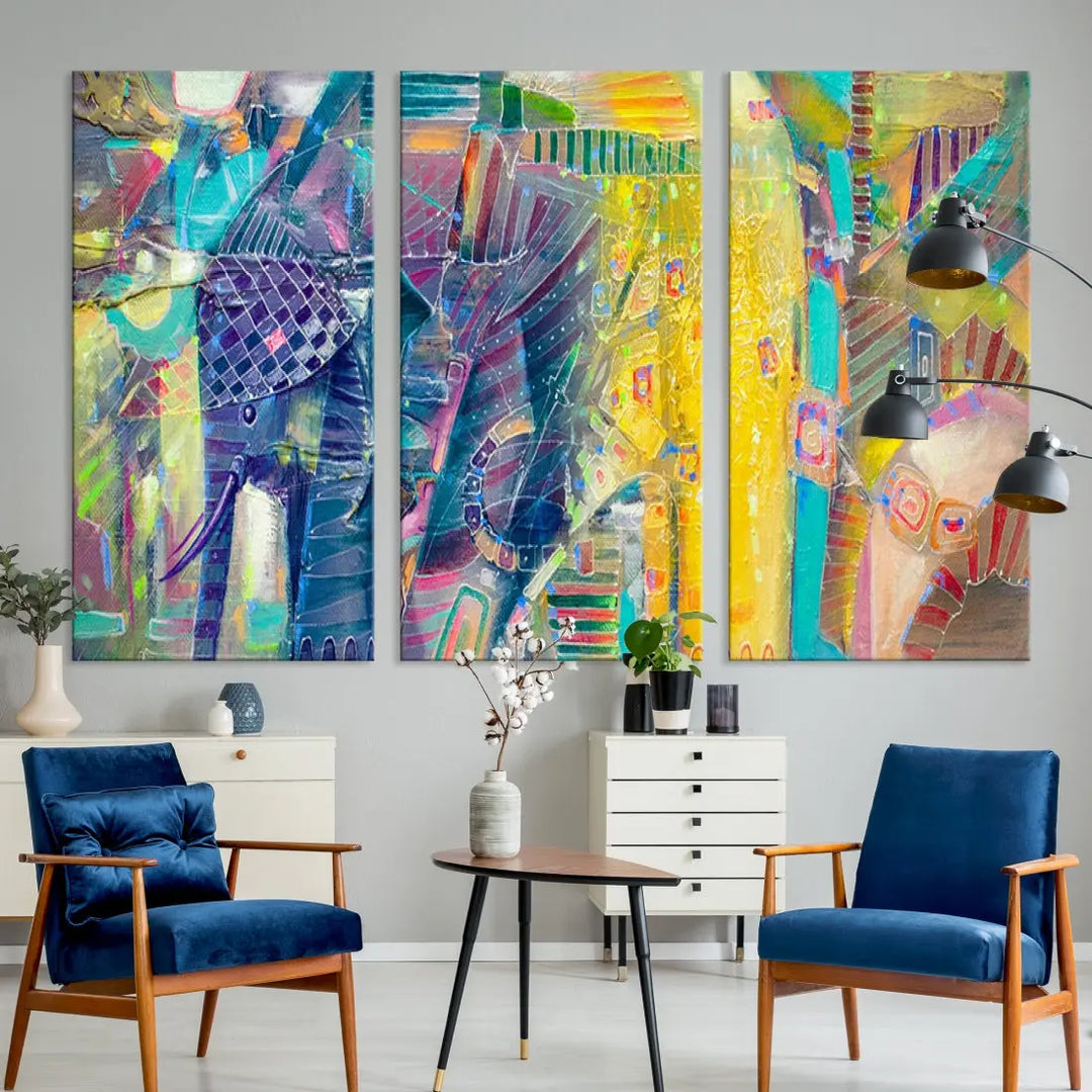 Abstract Indian Elephant Wall Art Canvas Print Zen Home Spiritual Artwork