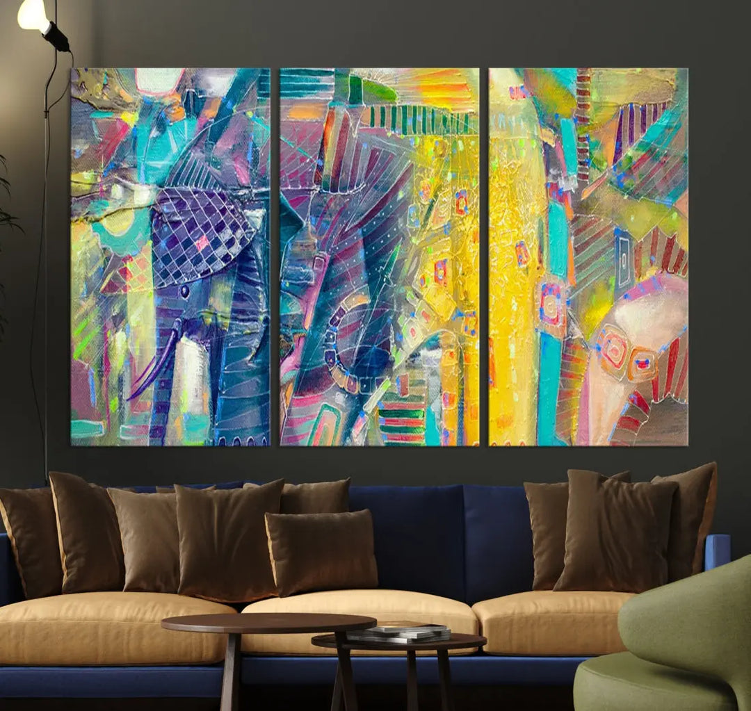 Abstract Indian Elephant Wall Art Canvas Print Zen Home Spiritual Artwork