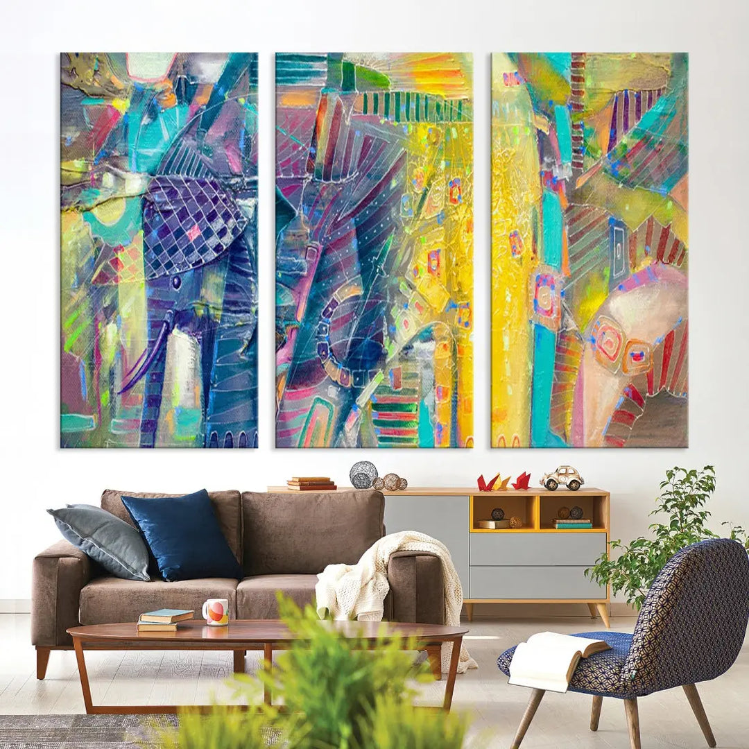 Abstract Indian Elephant Wall Art Canvas Print Zen Home Spiritual Artwork