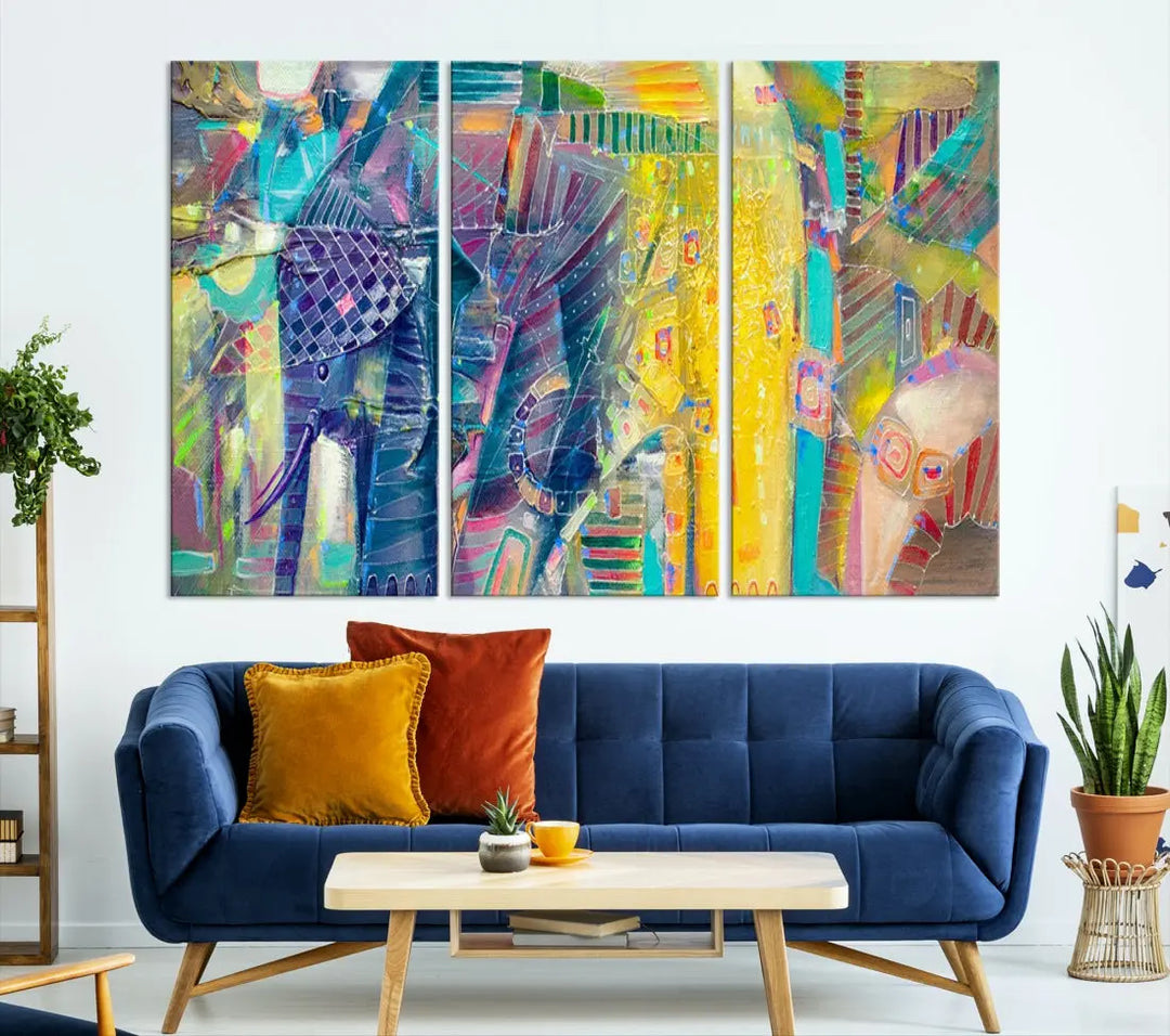 Abstract Indian Elephant Wall Art Canvas Print Zen Home Spiritual Artwork