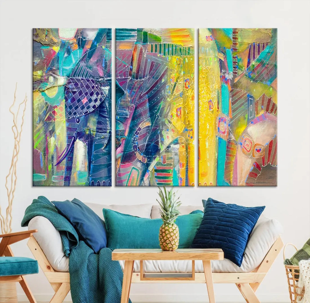 Abstract Indian Elephant Wall Art Canvas Print Zen Home Spiritual Artwork