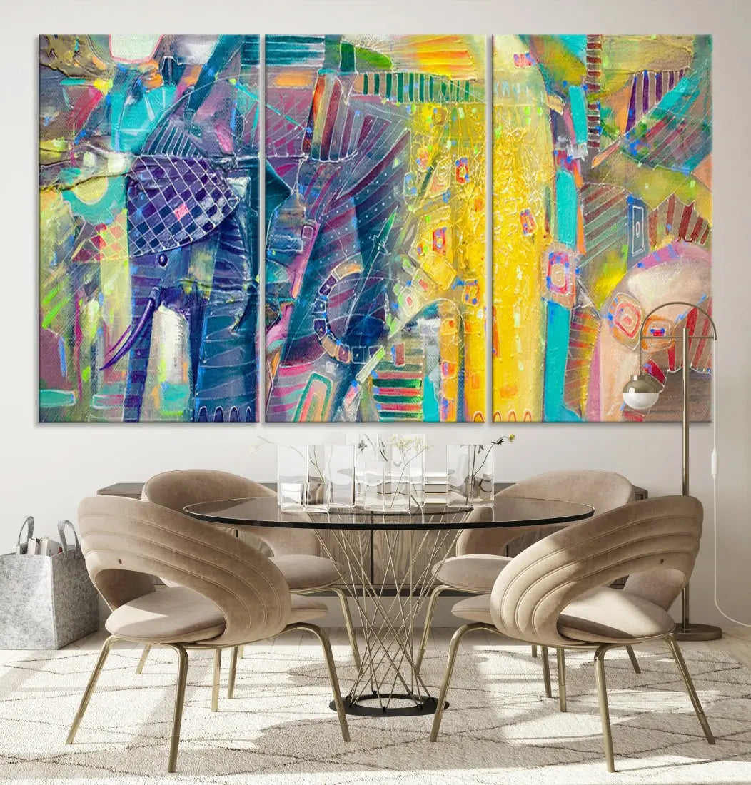 Abstract Indian Elephant Wall Art Canvas Print Zen Home Spiritual Artwork