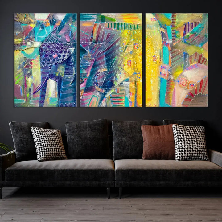 Abstract Indian Elephant Wall Art Canvas Print Zen Home Spiritual Artwork