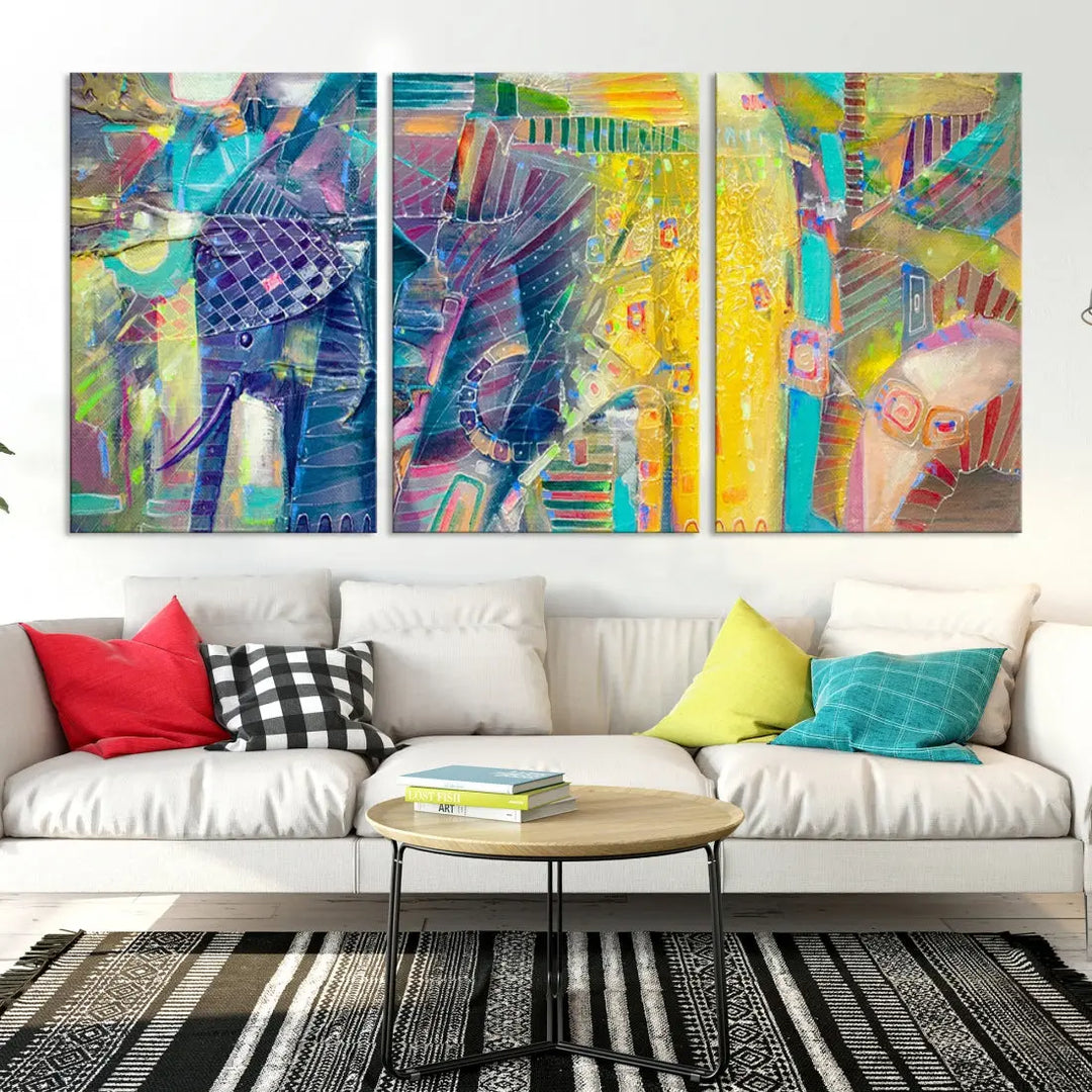 Abstract Indian Elephant Wall Art Canvas Print Zen Home Spiritual Artwork