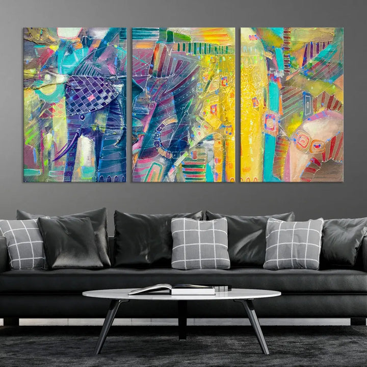 Abstract Indian Elephant Wall Art Canvas Print Zen Home Spiritual Artwork