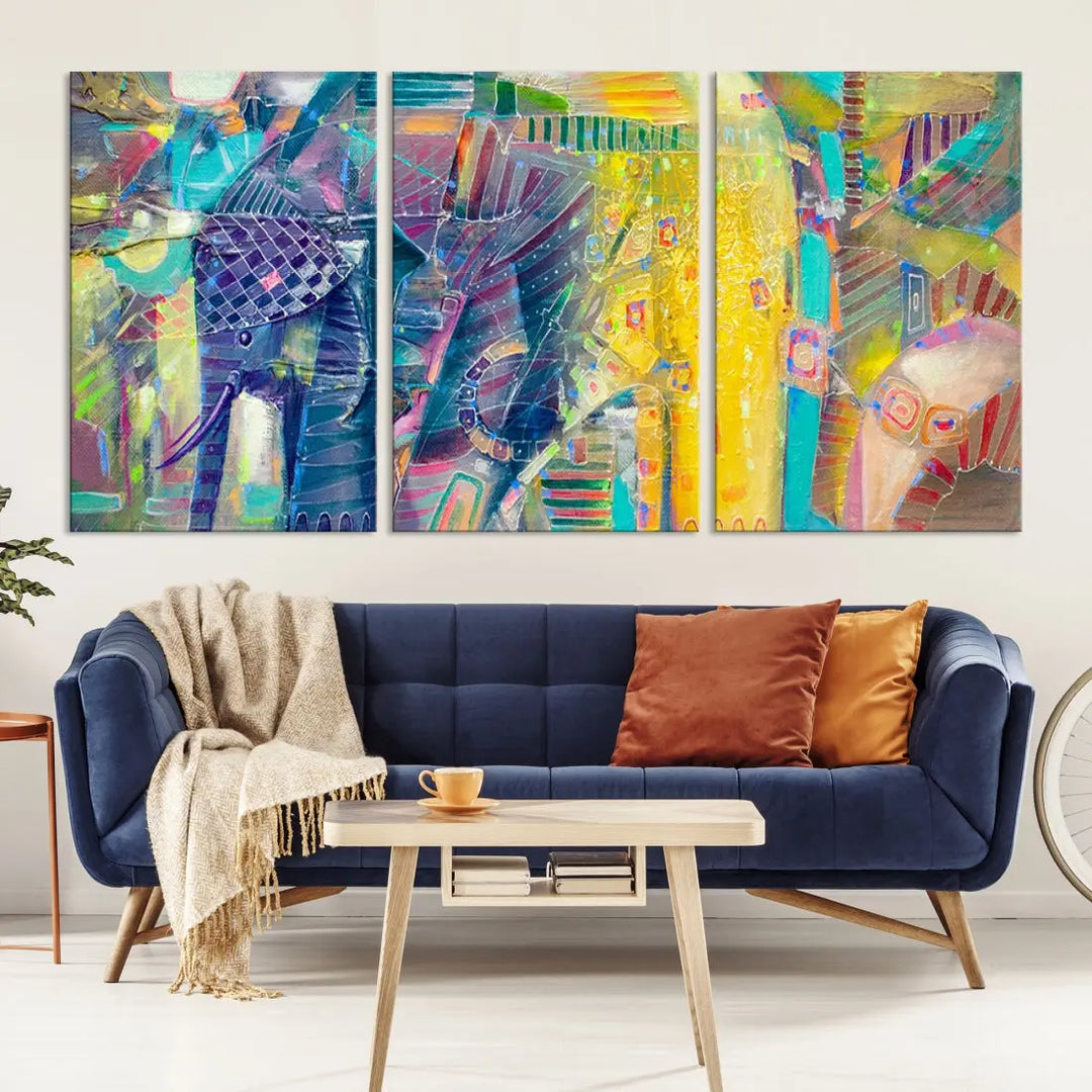 Abstract Indian Elephant Wall Art Canvas Print Zen Home Spiritual Artwork