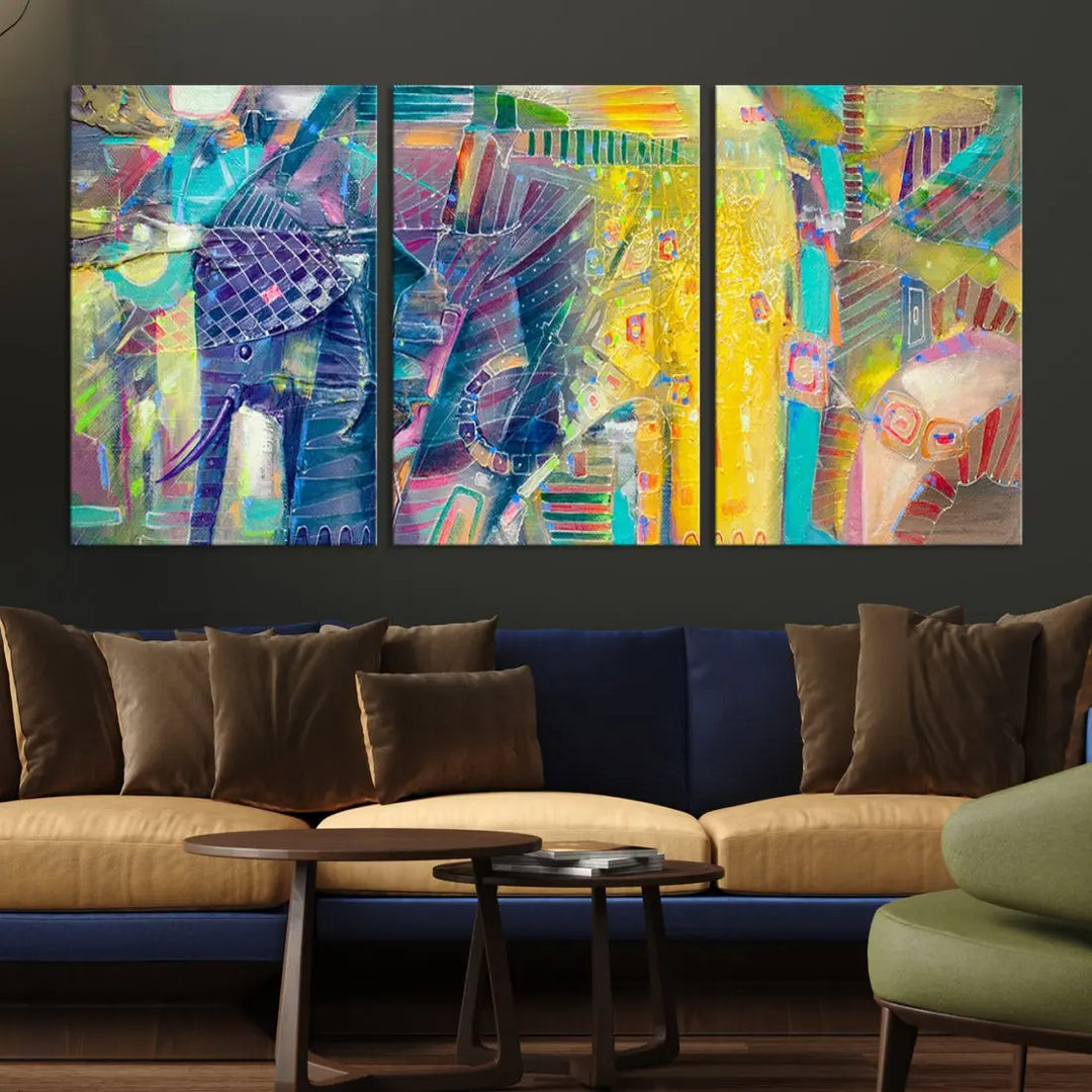 Abstract Indian Elephant Wall Art Canvas Print Zen Home Spiritual Artwork