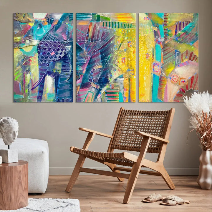 Abstract Indian Elephant Wall Art Canvas Print Zen Home Spiritual Artwork