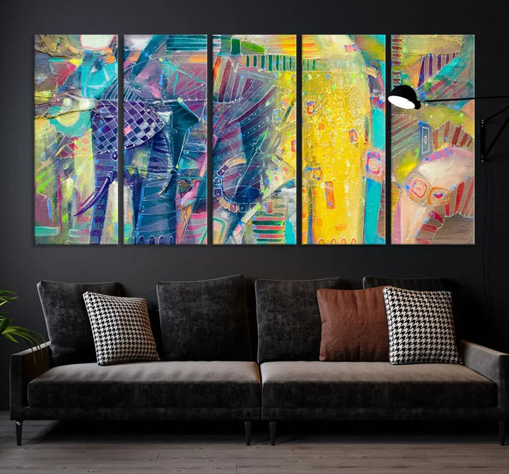 Abstract Indian Elephant Wall Art Canvas Print Zen Home Spiritual Artwork