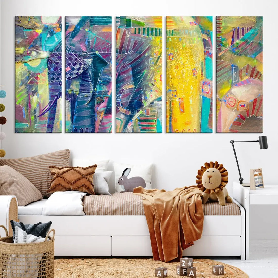 Abstract Indian Elephant Wall Art Canvas Print Zen Home Spiritual Artwork