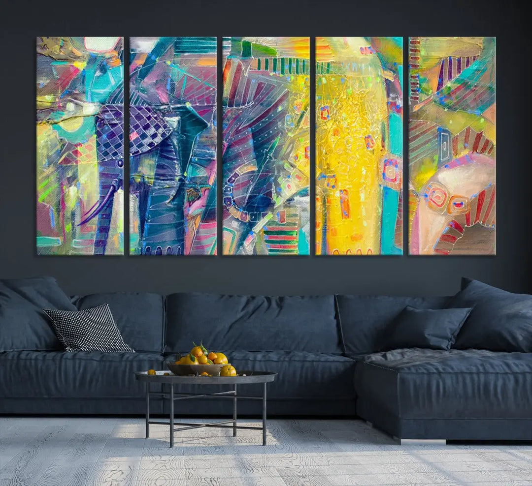 Abstract Indian Elephant Wall Art Canvas Print Zen Home Spiritual Artwork