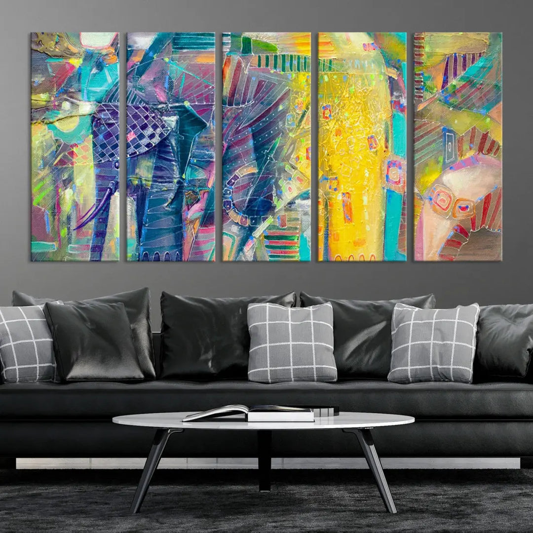 Abstract Indian Elephant Wall Art Canvas Print Zen Home Spiritual Artwork