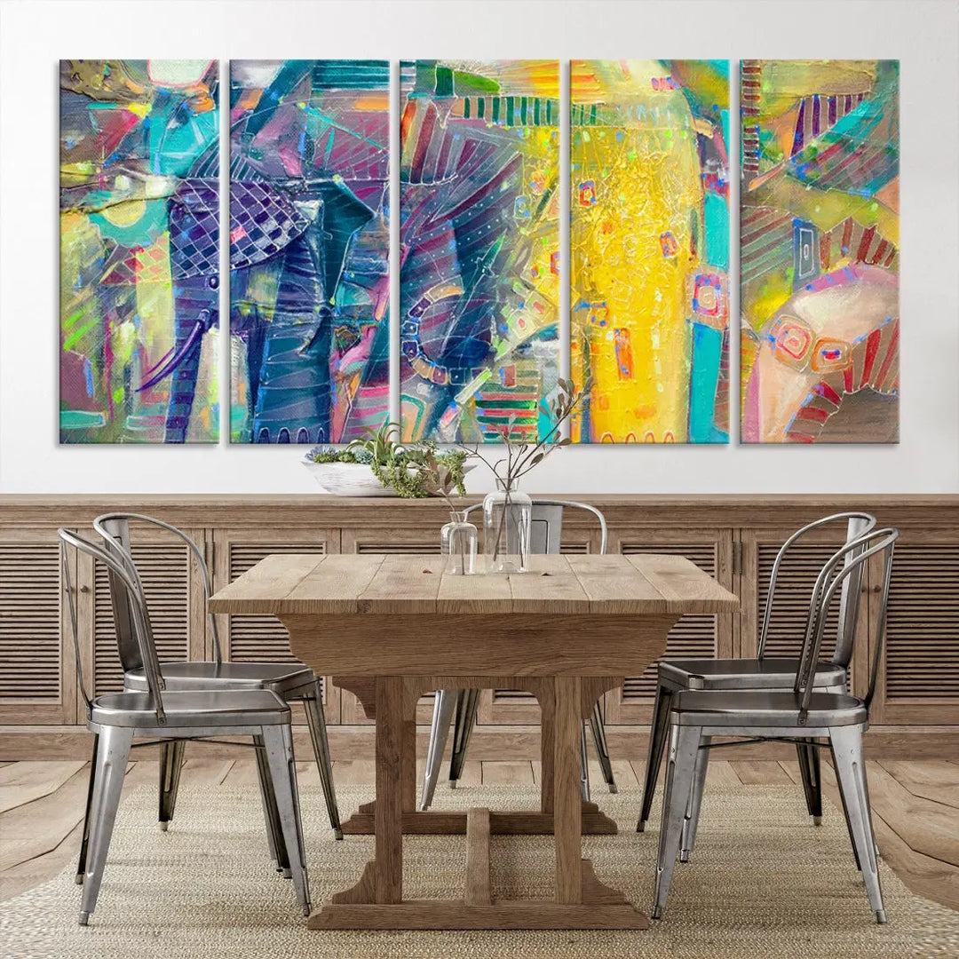 Abstract Indian Elephant Wall Art Canvas Print Zen Home Spiritual Artwork