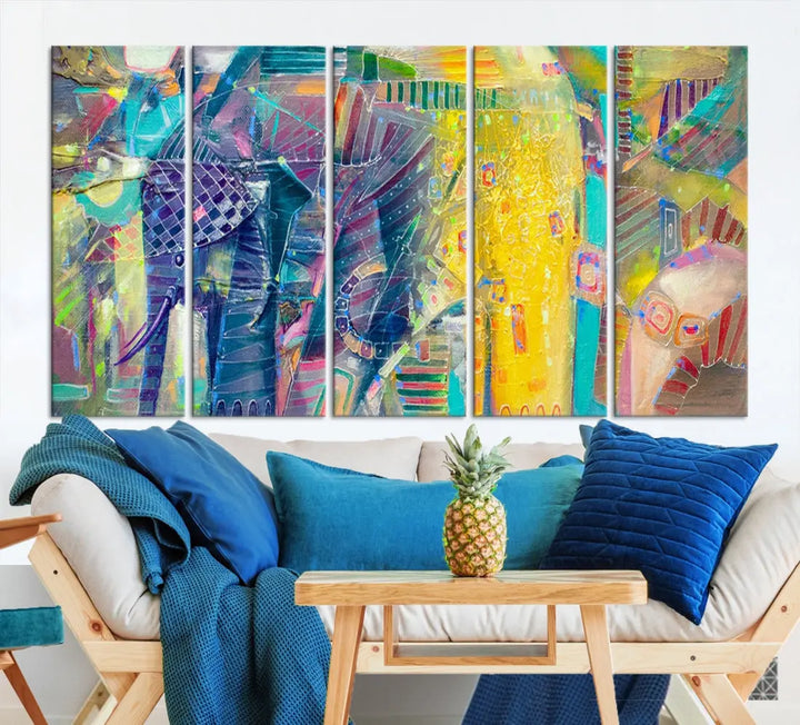 Abstract Indian Elephant Wall Art Canvas Print Zen Home Spiritual Artwork