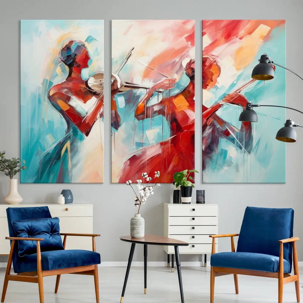 Abstract Jazz Painting, Printed on Canvas Wall Art, Jazz Music Singers, Large Print Original Canvas