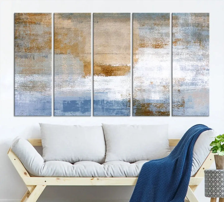 Abstract Neutral Wall Decor, Boho Canvas Wall Art Print, Kitchen Living Room Wall Art, Framed