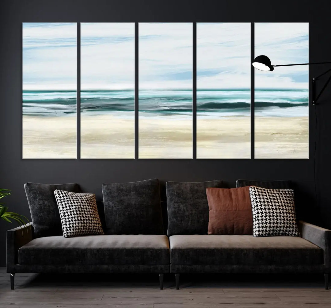 Abstract Ocean Painting on Canvas Print Nautical Beach Wall Art