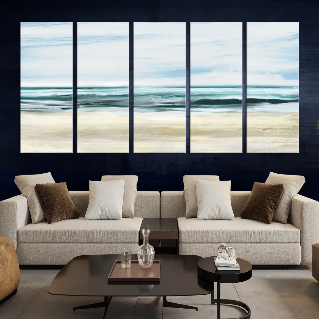 Abstract Ocean Painting on Canvas Print Nautical Beach Wall Art