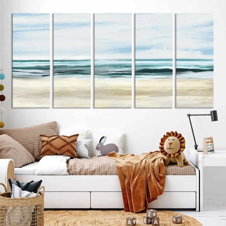 Abstract Ocean Painting on Canvas Print Nautical Beach Wall Art