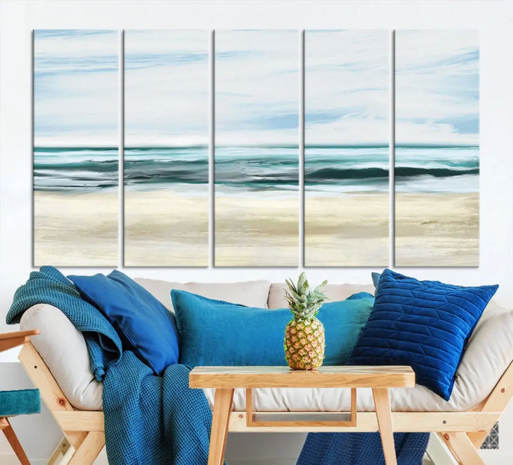 Abstract Ocean Painting on Canvas Print Nautical Beach Wall Art