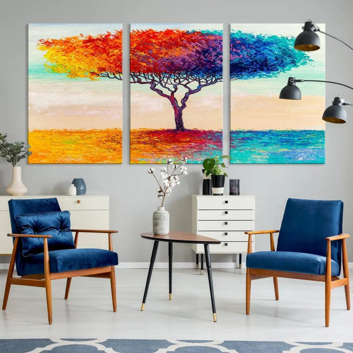 Abstract Oil Painting Tree of Life Large Wall Art Canvas Print