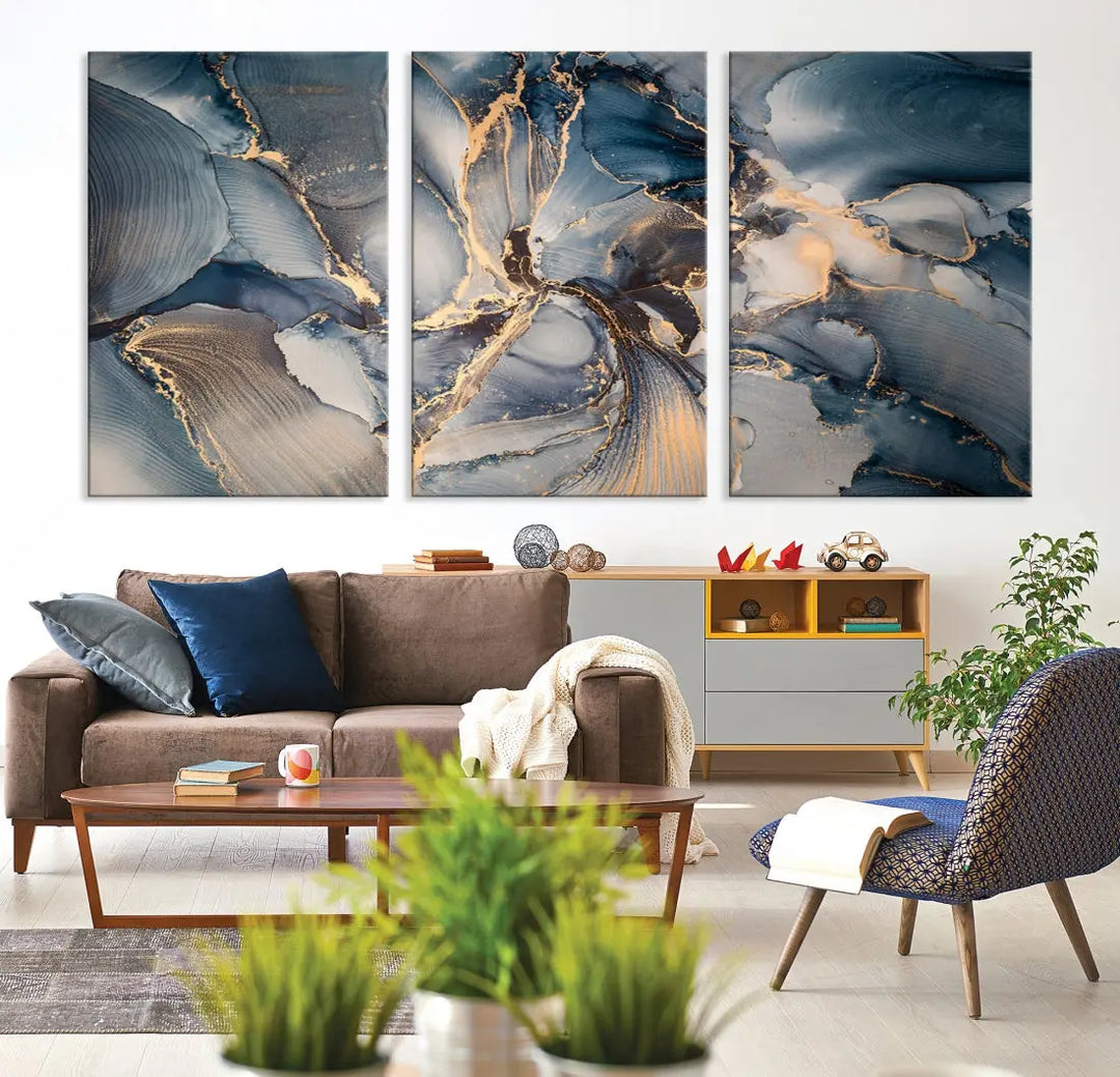 Abstract Wall Art Painting on Canvas Large Wood Framed Print