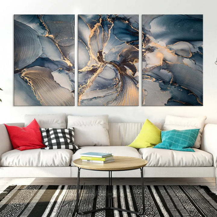 Abstract Wall Art Painting on Canvas Large Wood Framed Print