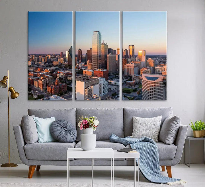 Aerial Dallas Photography Canvas Wall Art Cityscape View Canvas Print