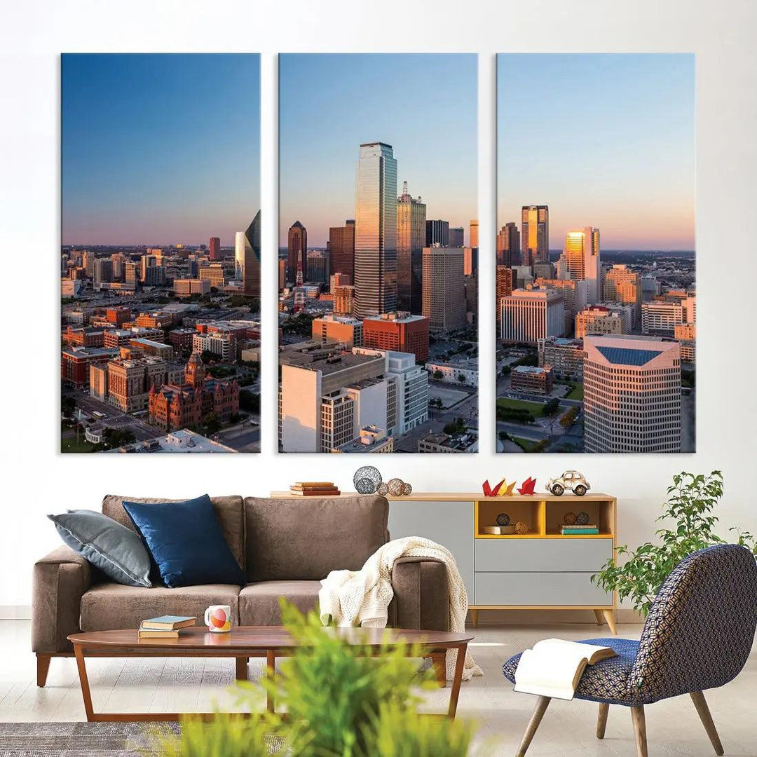 Aerial Dallas Photography Canvas Wall Art Cityscape View Canvas Print