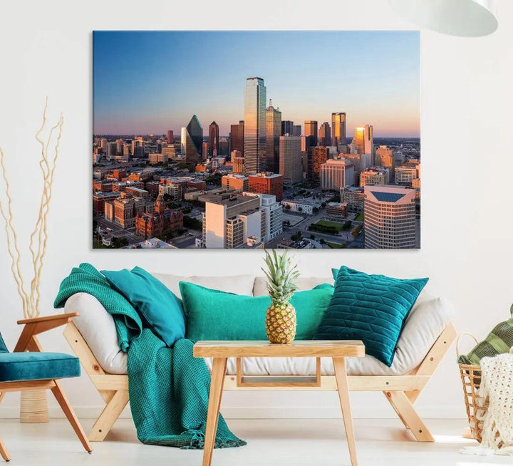 Aerial Dallas Photography Canvas Wall Art Cityscape View Canvas Print