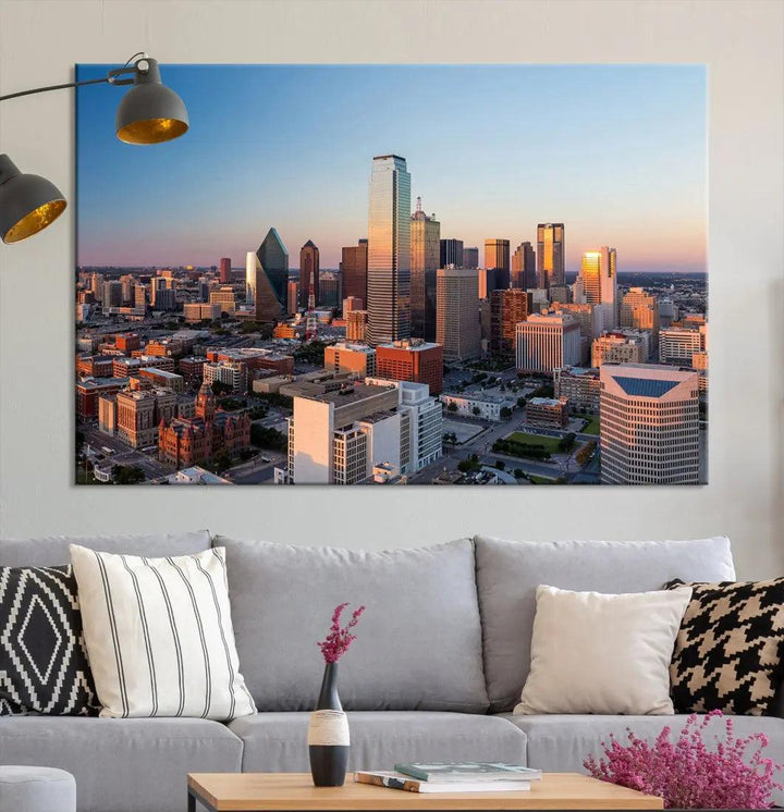 Aerial Dallas Photography Canvas Wall Art Cityscape View Canvas Print