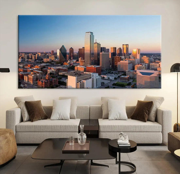 Aerial Dallas Photography Canvas Wall Art Cityscape View Canvas Print