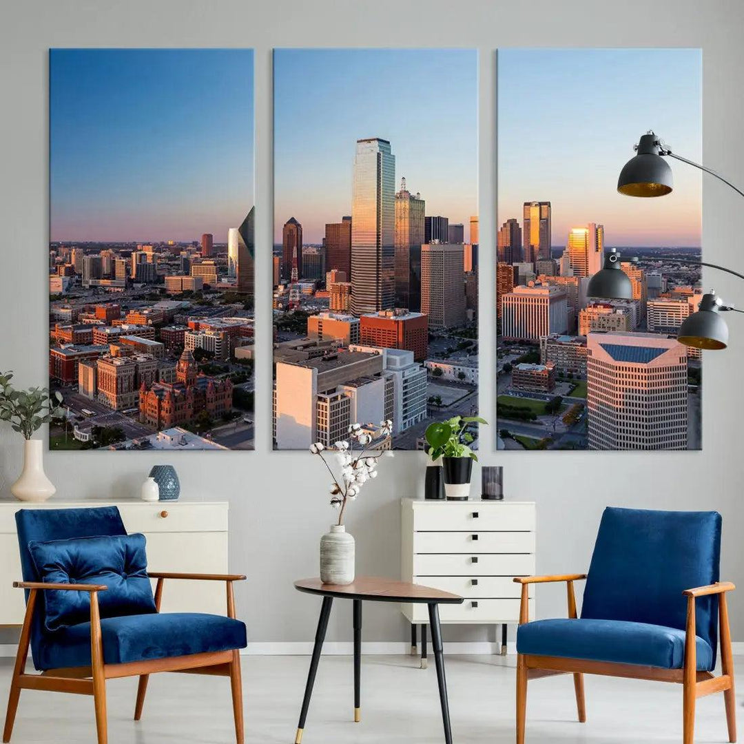 Aerial Dallas Photography Canvas Wall Art Cityscape View Canvas Print