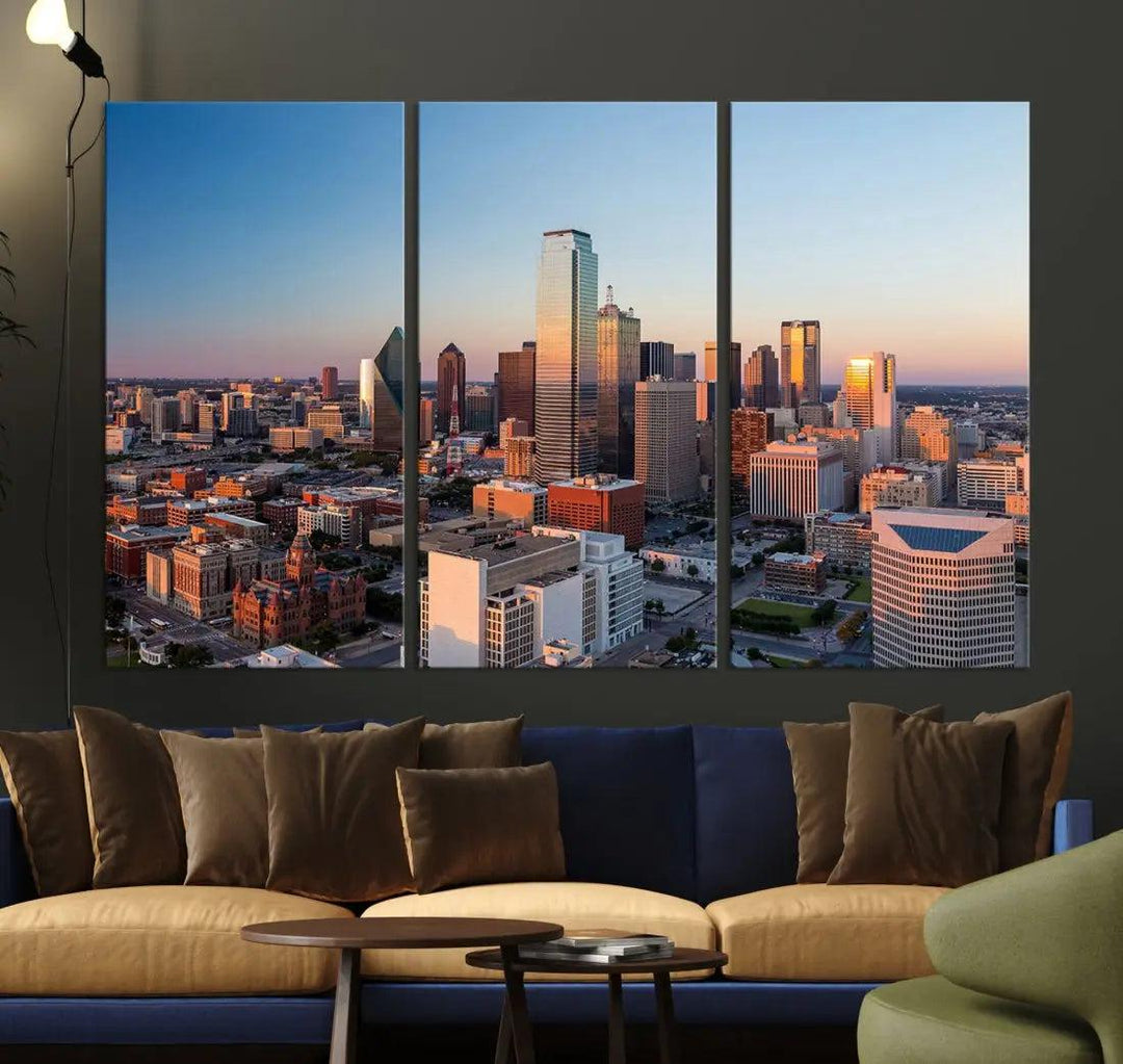 Aerial Dallas Photography Canvas Wall Art Cityscape View Canvas Print