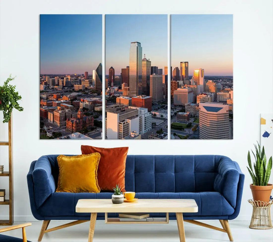 Aerial Dallas Photography Canvas Wall Art Cityscape View Canvas Print