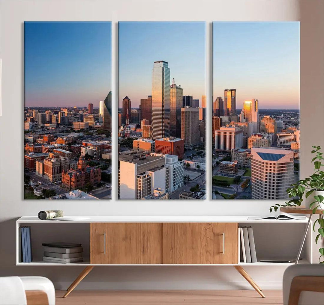 Aerial Dallas Photography Canvas Wall Art Cityscape View Canvas Print