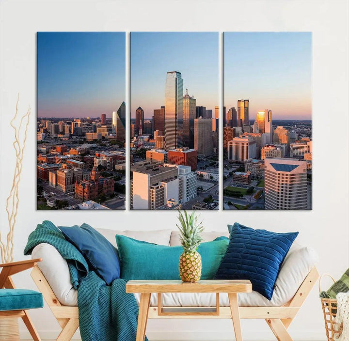 Aerial Dallas Photography Canvas Wall Art Cityscape View Canvas Print