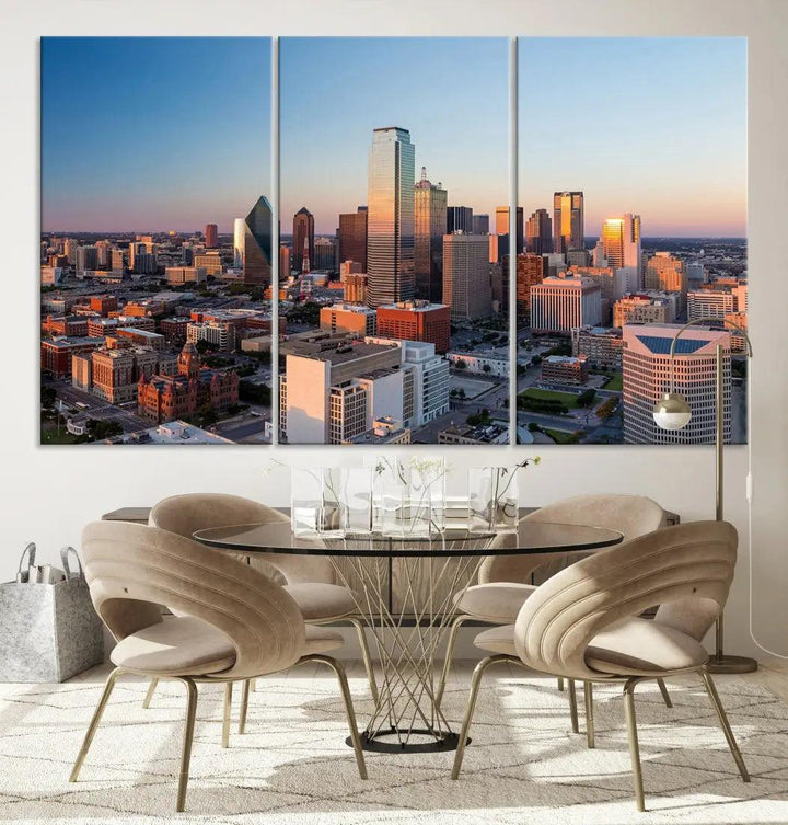 Aerial Dallas Photography Canvas Wall Art Cityscape View Canvas Print