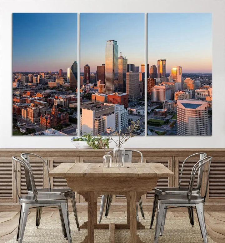 Aerial Dallas Photography Canvas Wall Art Cityscape View Canvas Print