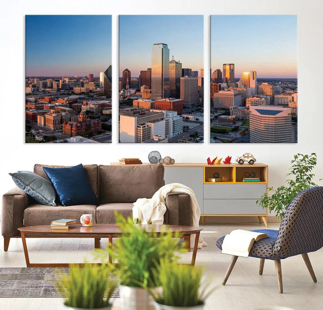 Aerial Dallas Photography Canvas Wall Art Cityscape View Canvas Print