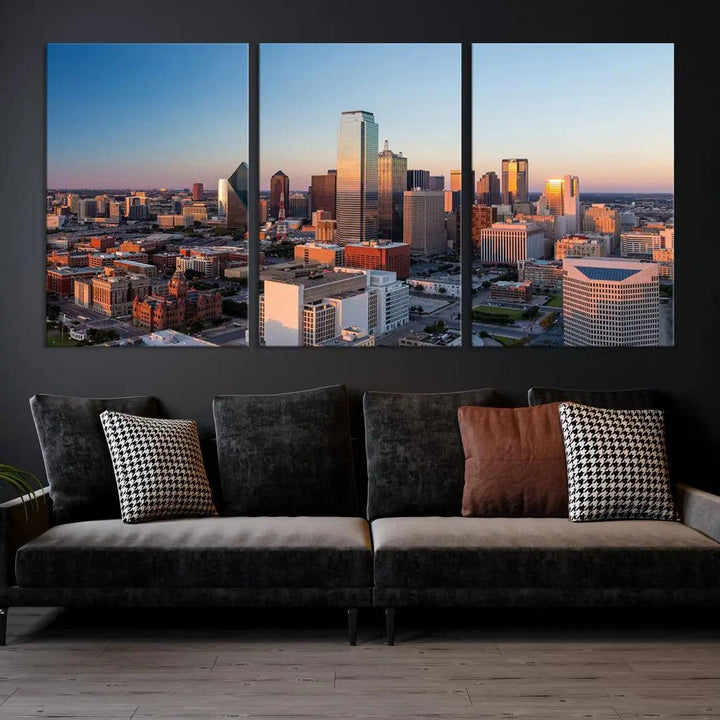 Aerial Dallas Photography Canvas Wall Art Cityscape View Canvas Print