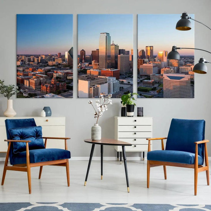 Aerial Dallas Photography Canvas Wall Art Cityscape View Canvas Print