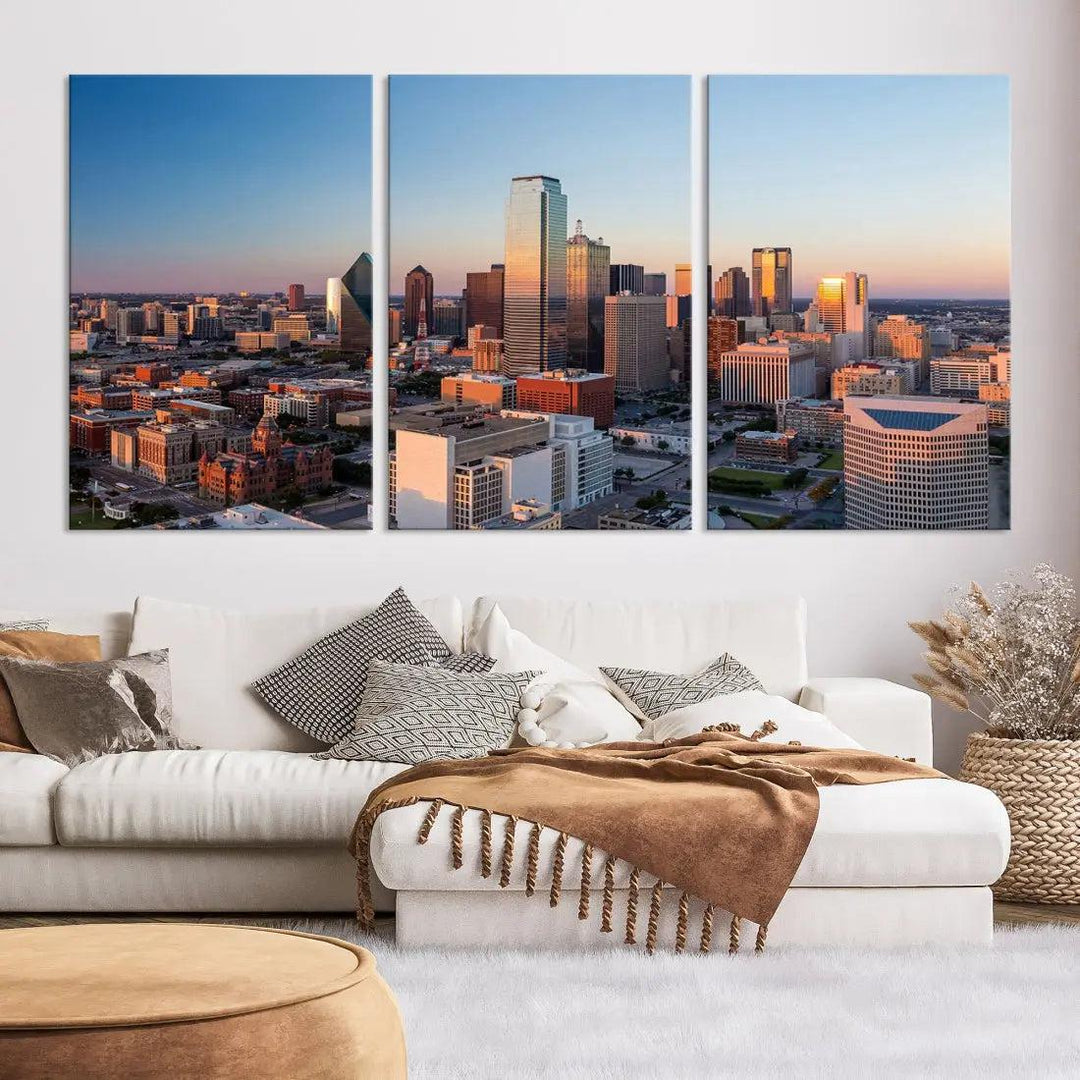 Aerial Dallas Photography Canvas Wall Art Cityscape View Canvas Print