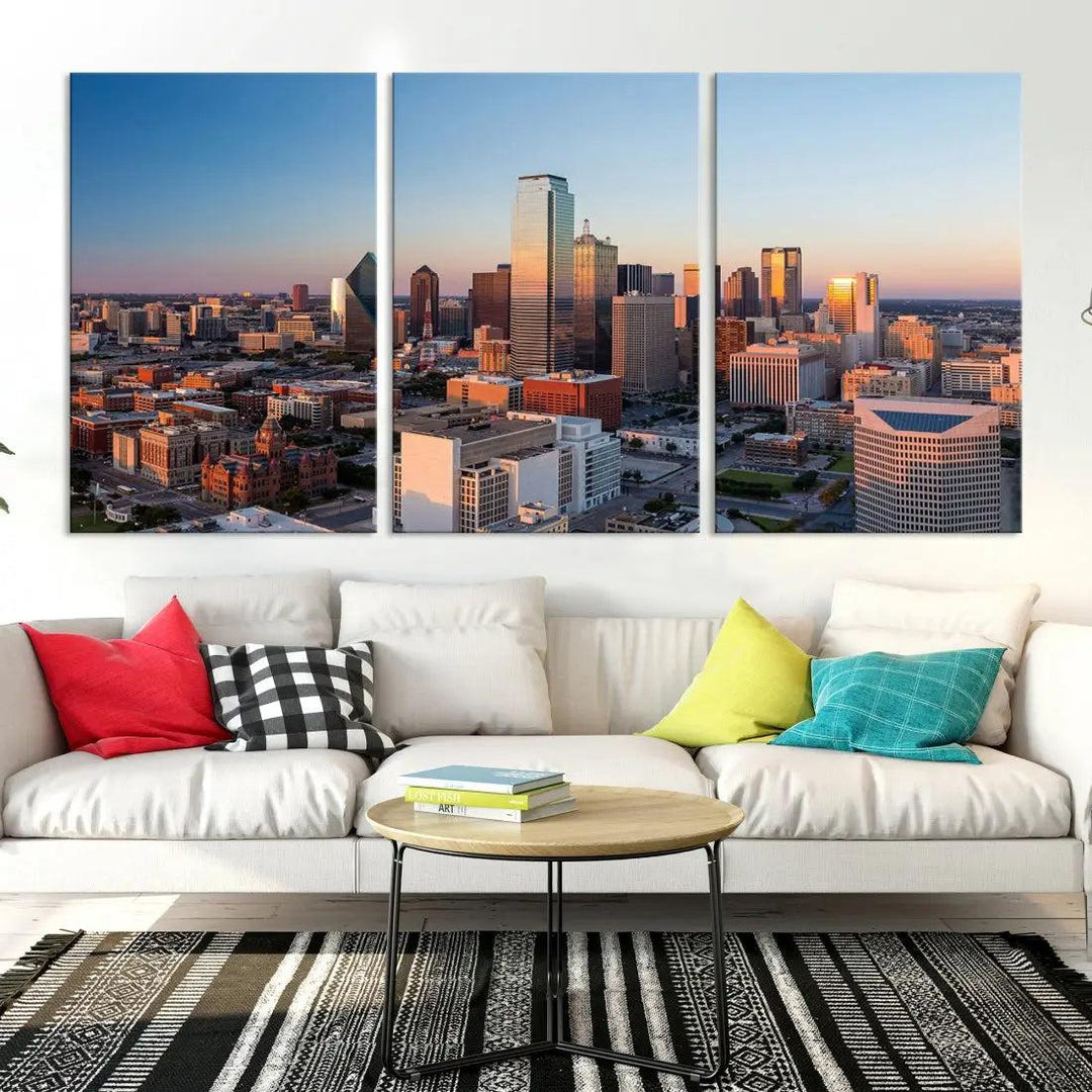 Aerial Dallas Photography Canvas Wall Art Cityscape View Canvas Print