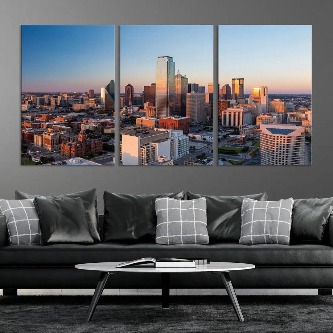 Aerial Dallas Photography Canvas Wall Art Cityscape View Canvas Print