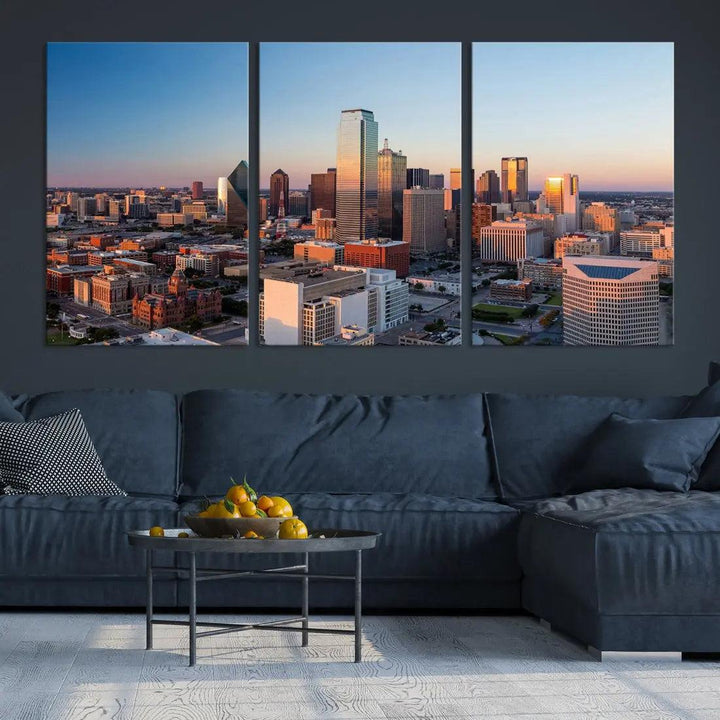 Aerial Dallas Photography Canvas Wall Art Cityscape View Canvas Print