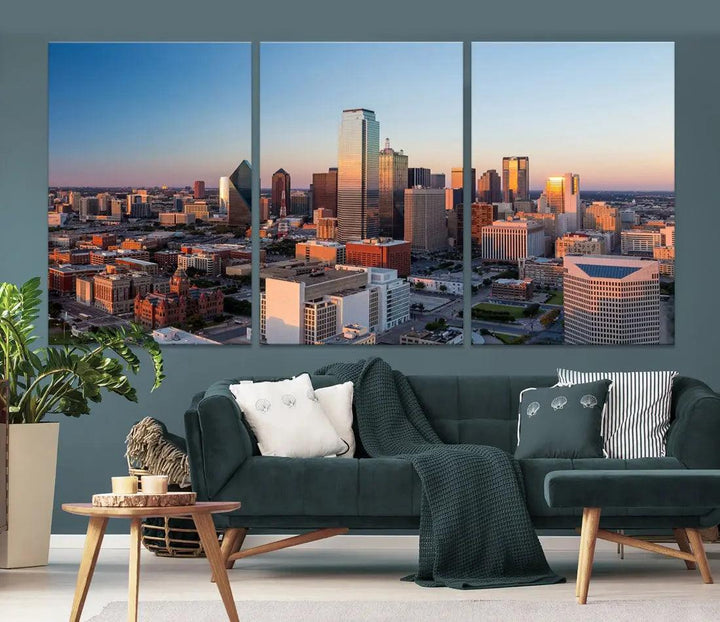 Aerial Dallas Photography Canvas Wall Art Cityscape View Canvas Print