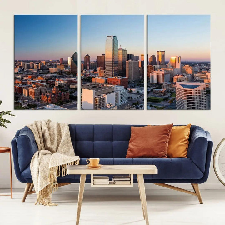 Aerial Dallas Photography Canvas Wall Art Cityscape View Canvas Print